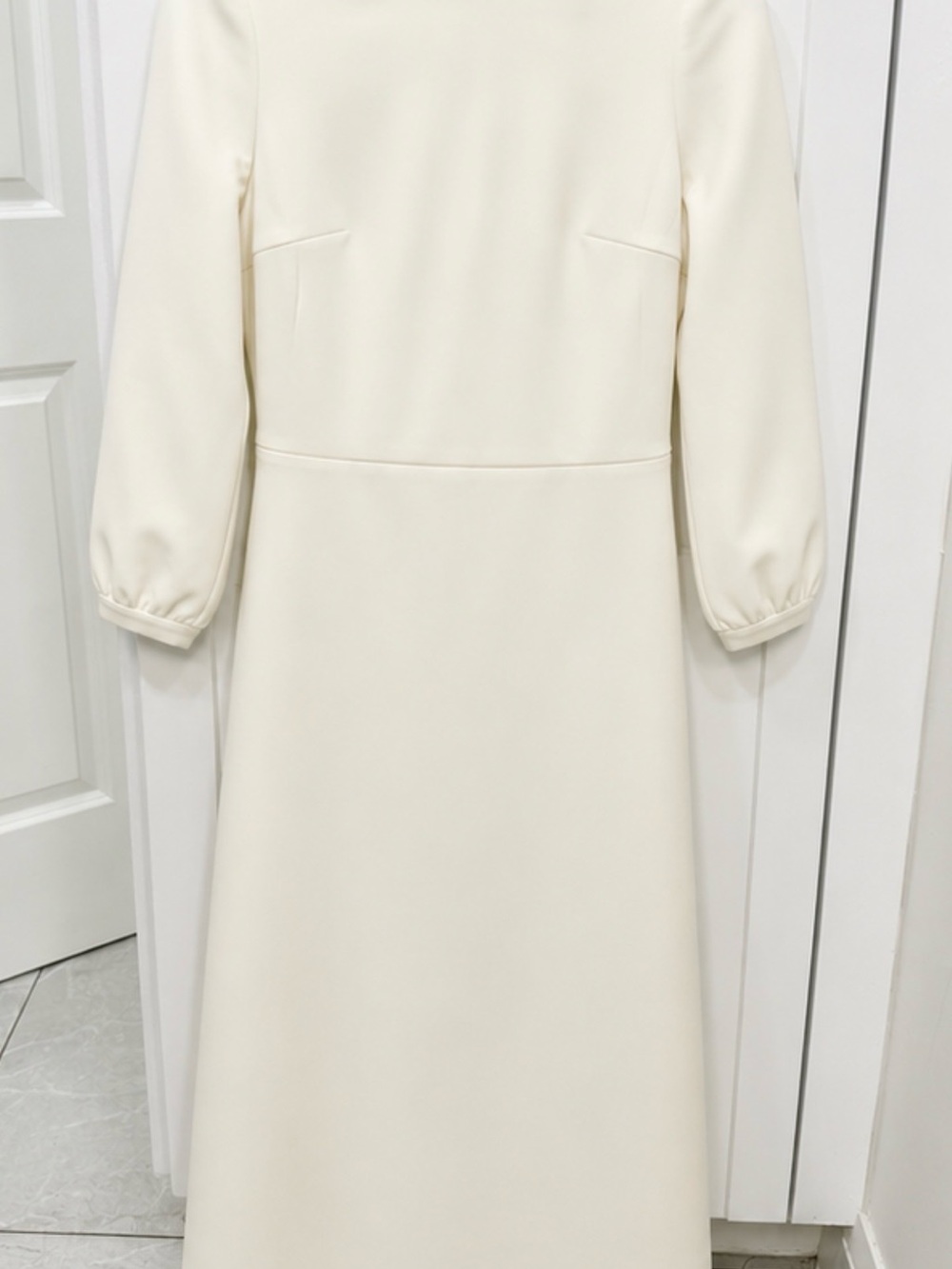 Long Sleeve Cream Midi Dress